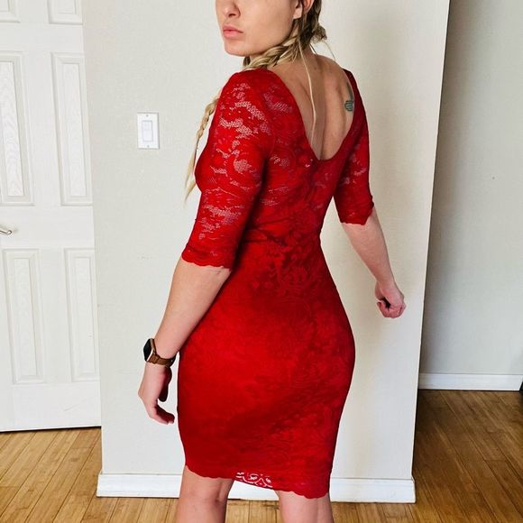 Nordstrom Lace dress knee length - cameo - Picture 7 of 8